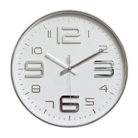 12 inch Creative Decorative Round Shape Living Room Simple Modern Quartz Wall Clock(Silver)