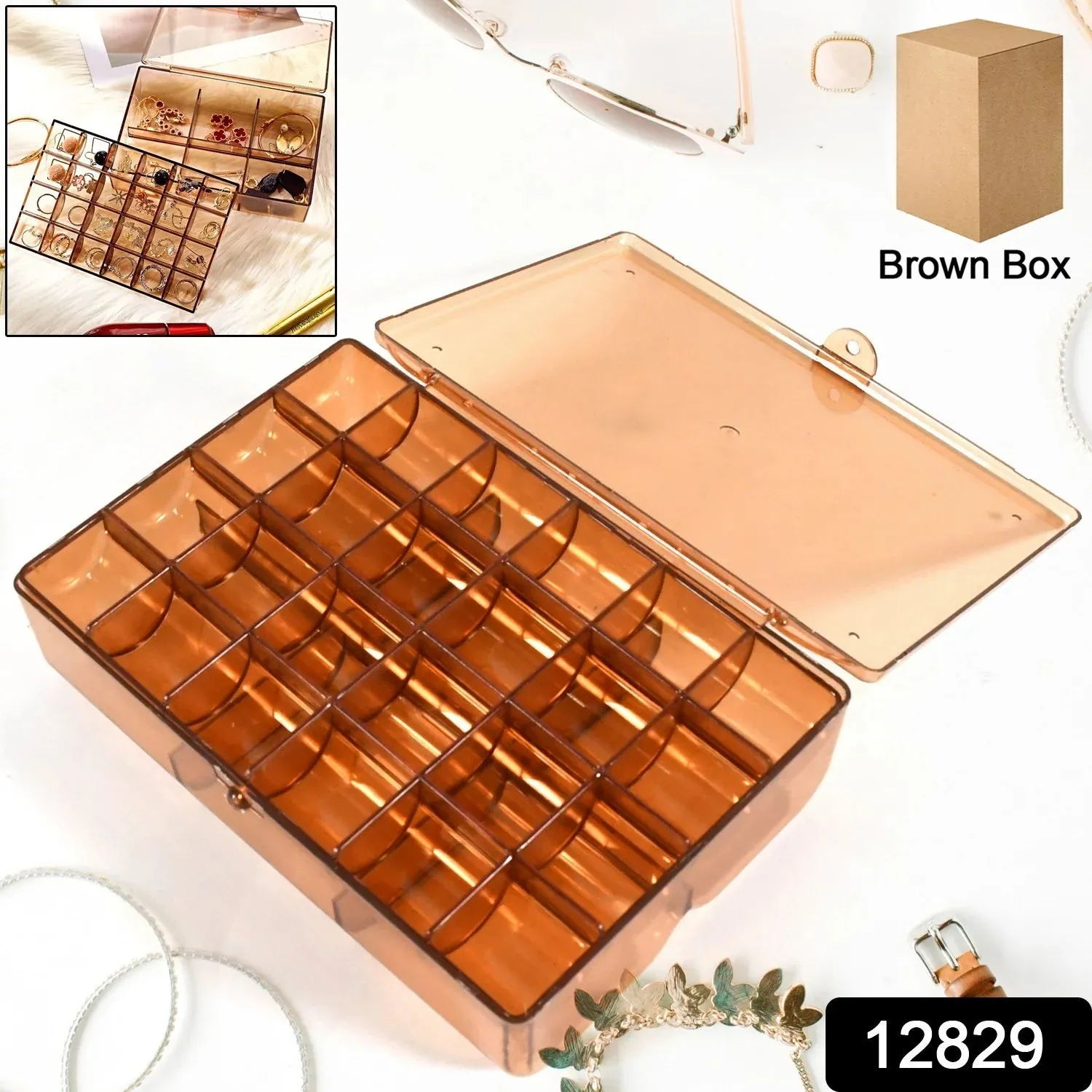 12829 2 LAYER ACRYLIC JEWELRY STORAGE BOX  BIG CASE MAKEUP VANITY BOX (1 PC / 30 COMPARTMENT) by DeoDap