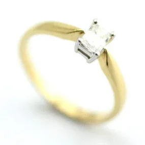 18ct Yellow Gold Emerald Cut Certificated Diamond Engagement Ring 0.33ct-3603EM