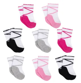 8-Pack Girls Ballet Slipper Wiggle-Proof Jersey Crew Socks