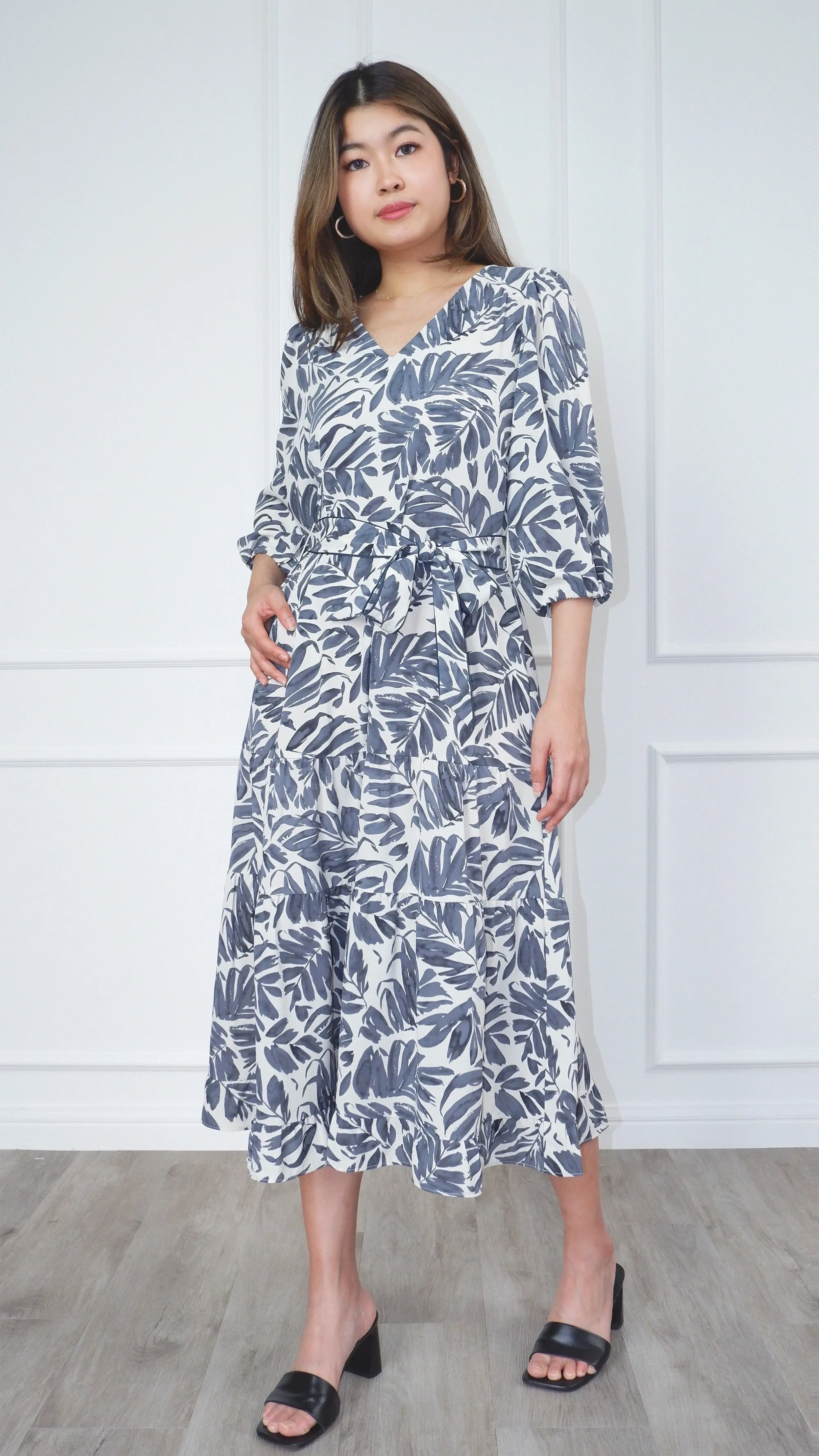 Adrianna Printed Midi Tiers Dress