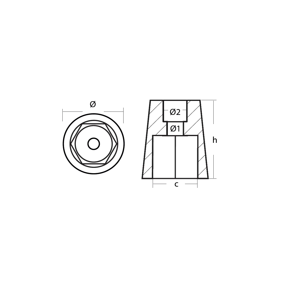 Anode 00403 / 00403E Radice prop cone 40mm