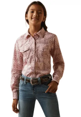 Ariat Girl's REAL Coral Blush Paisley Snap Long Sleeve Western Shirt 10043816