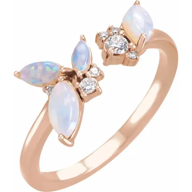 Australian Opal Multi Stone Open Space Ring