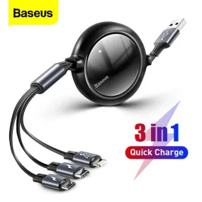 Baseus One For Three Fast Charging Retractable Cable