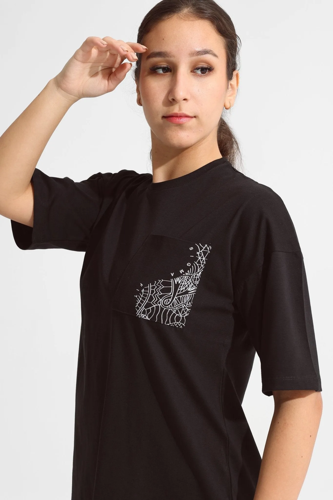 Black Oversized Absrtact Tee