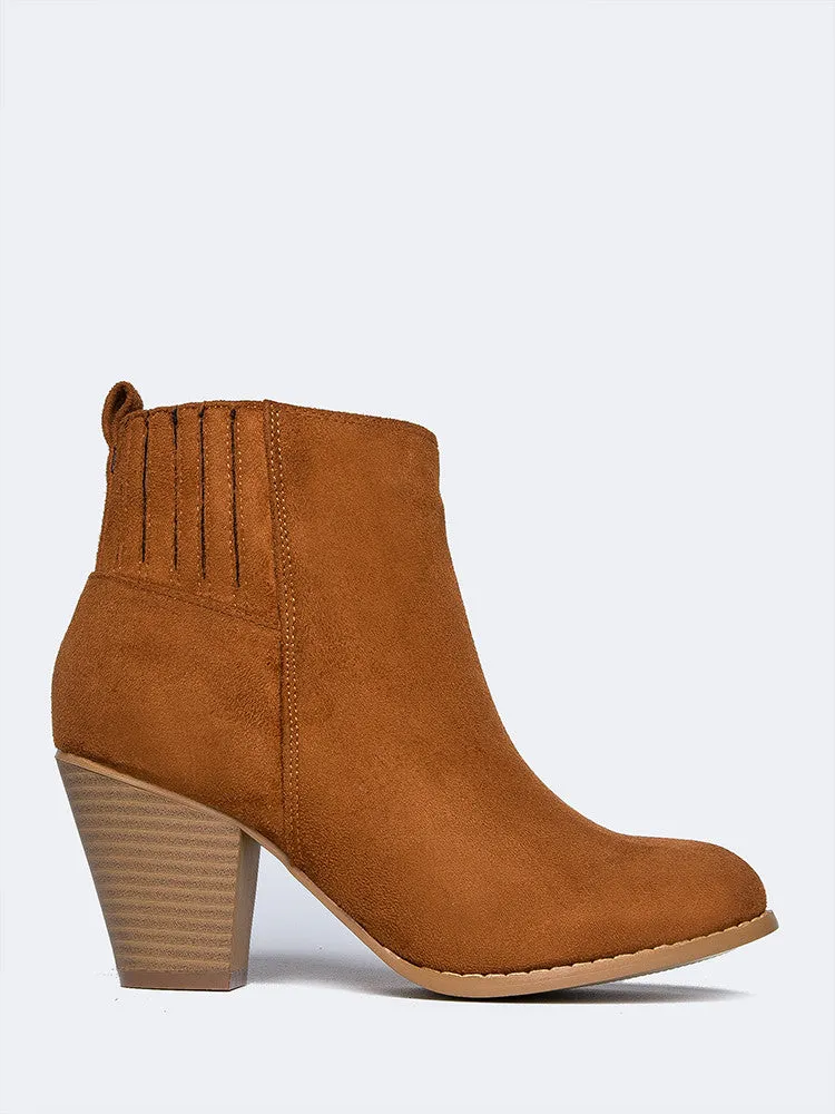 Block Heel Western Ankle Bootie