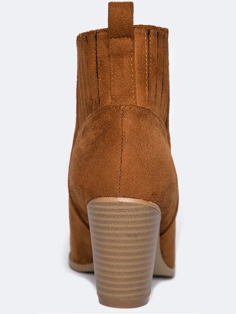 Block Heel Western Ankle Bootie