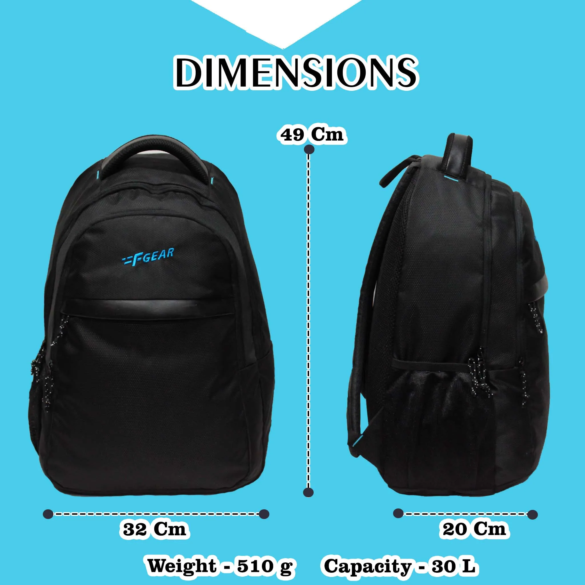 Bluechip 30L Black Laptop Backpack With Rain Cover