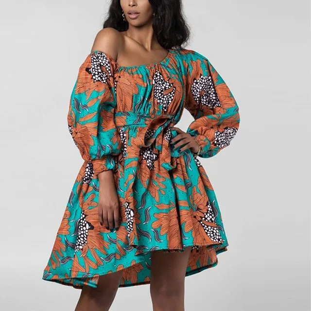 Bold and Beautiful African Print Off-Shoulder Mini Dress