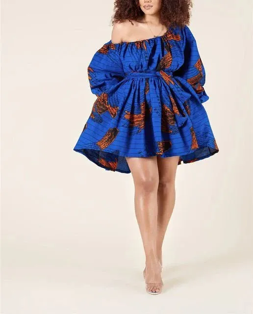 Bold and Beautiful African Print Off-Shoulder Mini Dress