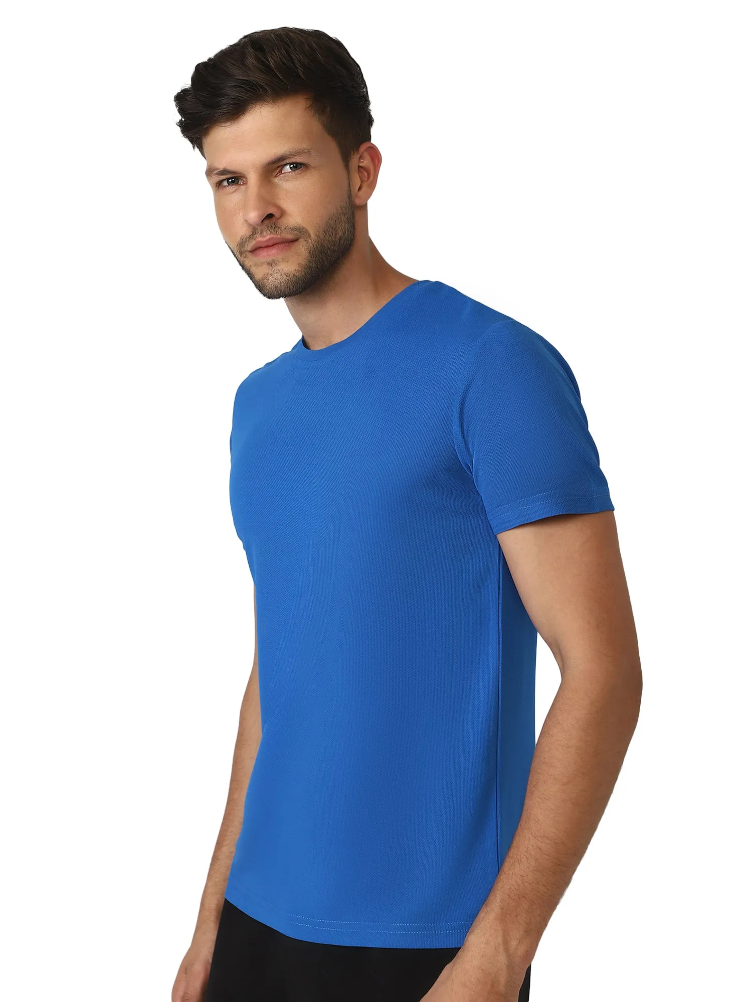 Budoc Round Neck Half Sleeve Solid Regular fit Polyester T-shirt for Men Comfortable Breathable Fabric Stretchable for Everyday Use Ideal for Yoga Training Gym Running or Performance