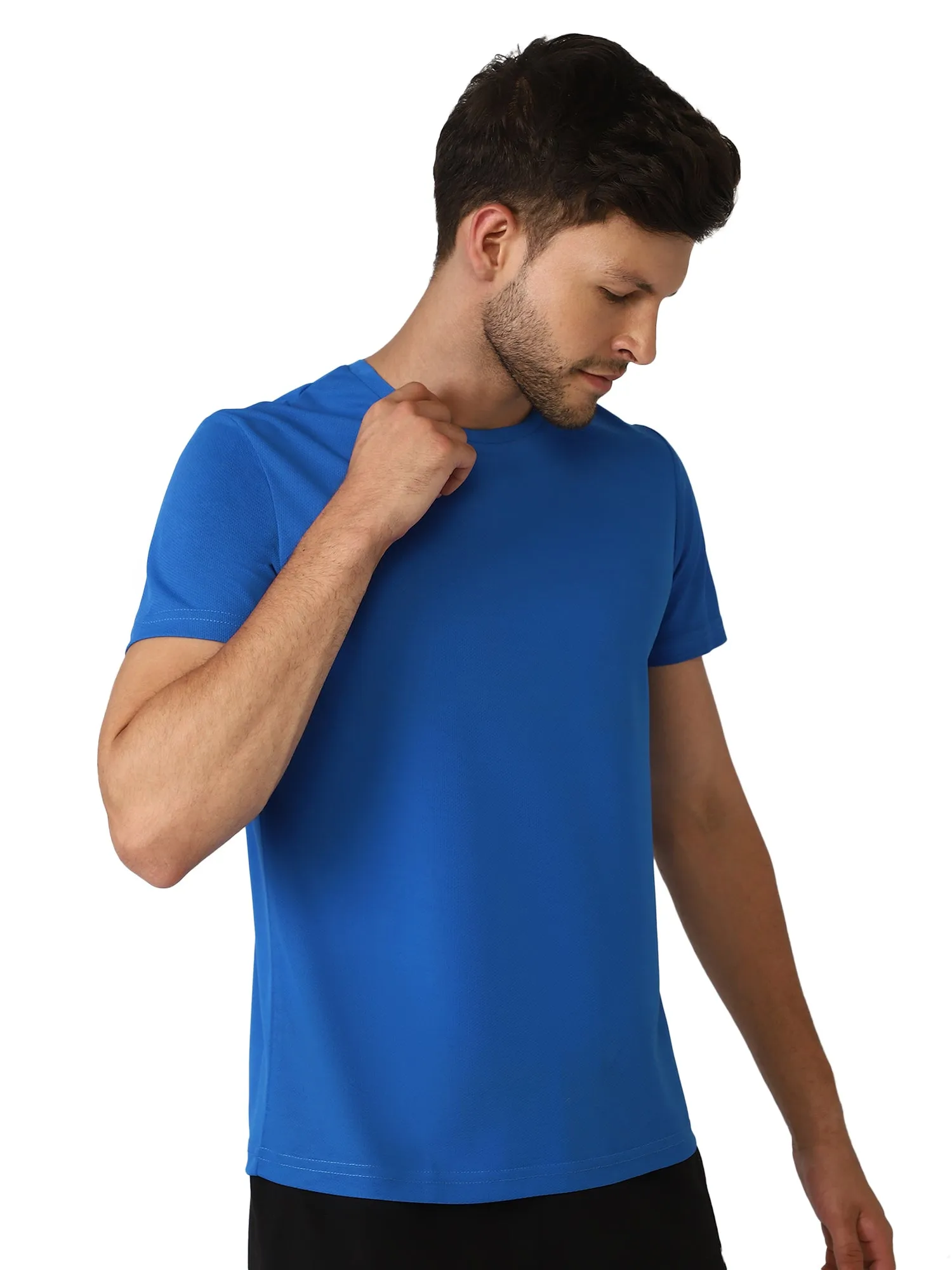 Budoc Round Neck Half Sleeve Solid Regular fit Polyester T-shirt for Men Comfortable Breathable Fabric Stretchable for Everyday Use Ideal for Yoga Training Gym Running or Performance