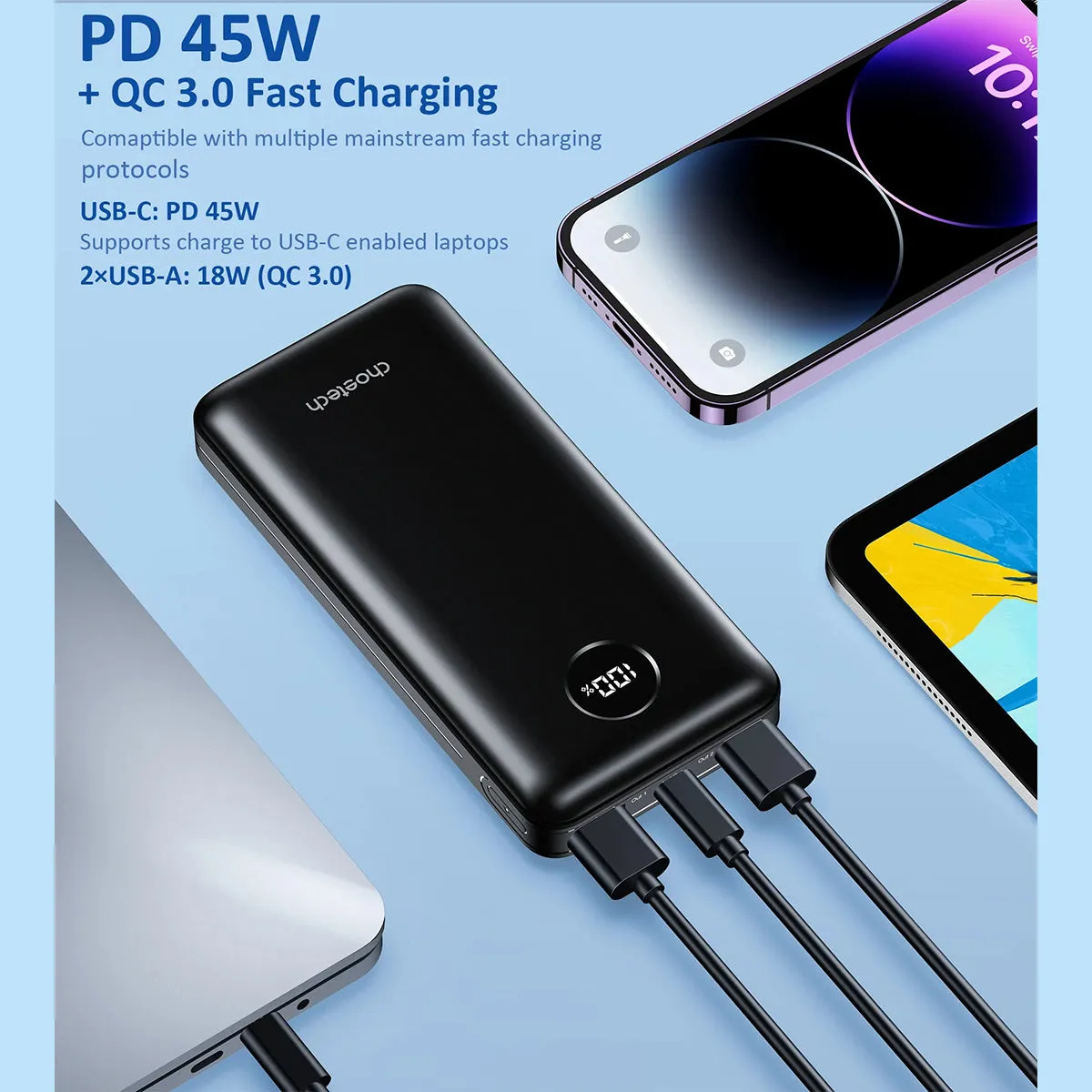 Choetech PD45W 20000mAh Powerbank B653 (Black)