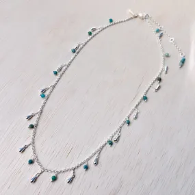 Chrysocolla Stardust Necklace - Silver