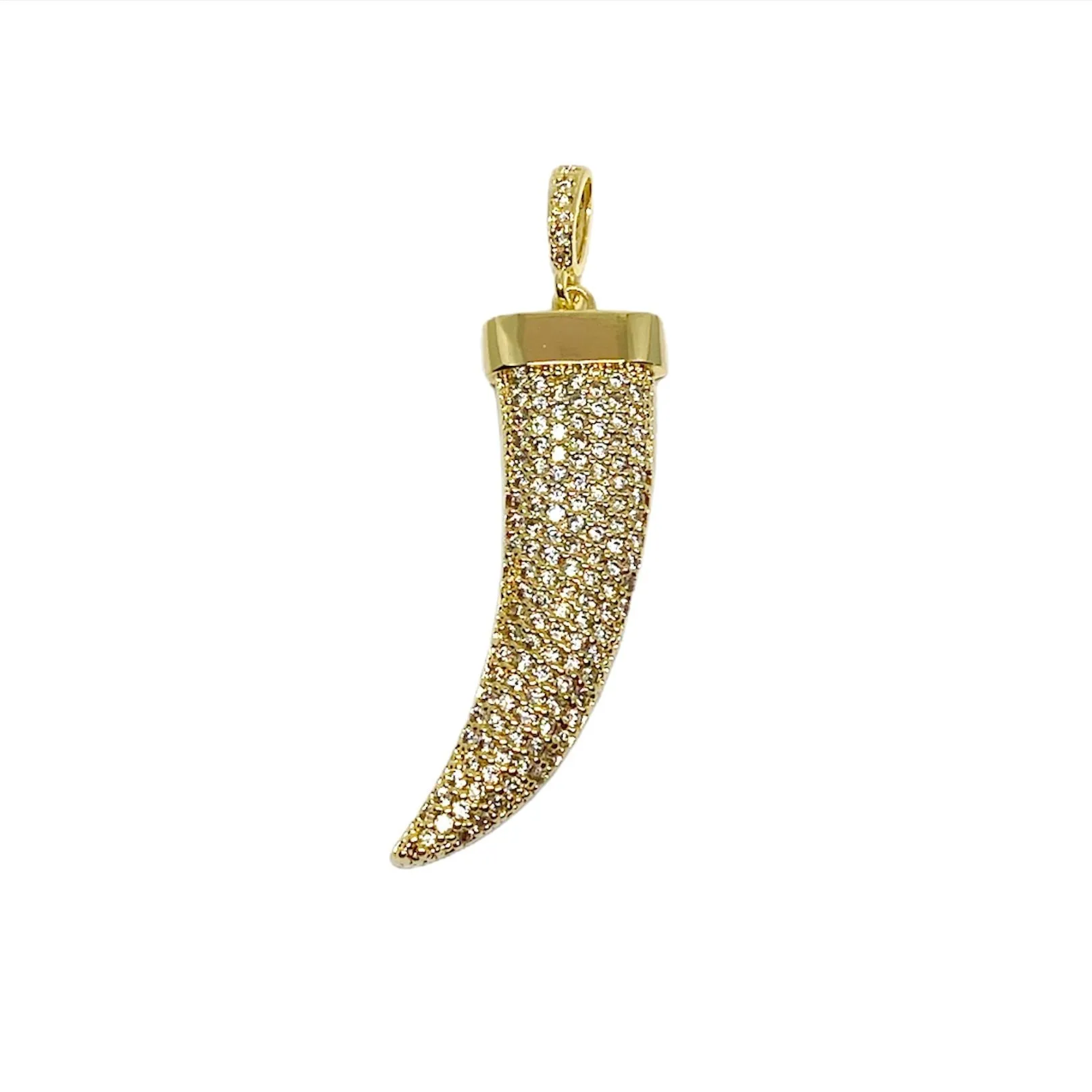 Clear Cubic Zirconia Tusk Pendant Made of 18k Gold Filled