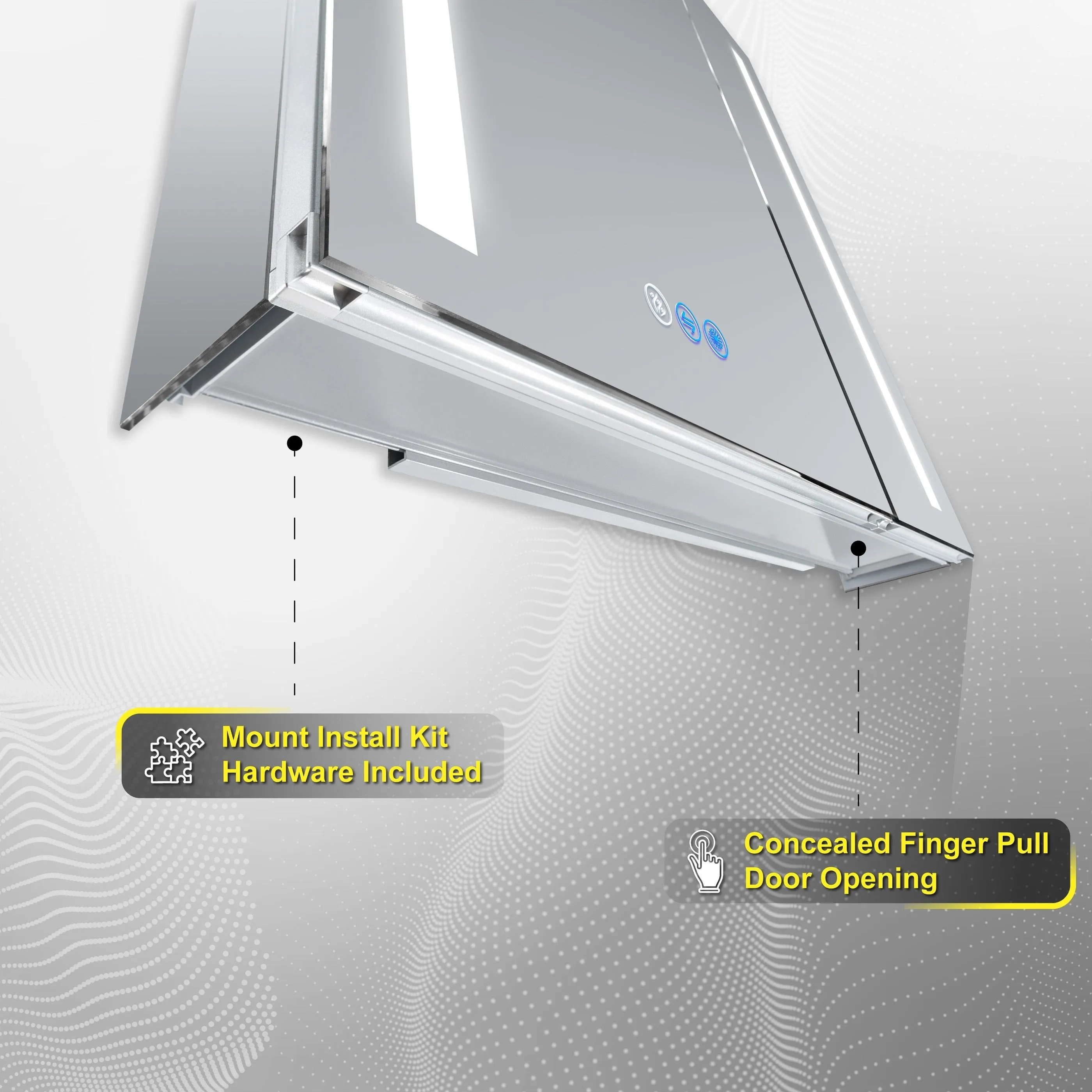 DECADOM LED Mirror Medicine Cabinet Recessed or Surface, Defogger, Dimmer, Clock, Room Temp Display, Makeup Mirror 3X, Outlets & USBs AURA 36x30