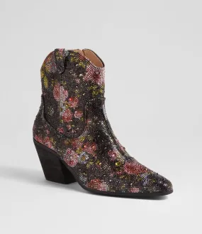 Django & Juliette WAGON Ankle Boot in Black Sequin Floral