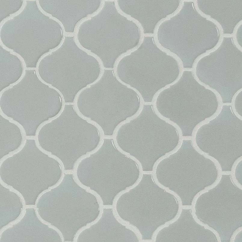 Domino Porcelain Tile Collection Gray Glossy Arabesque Mosaic