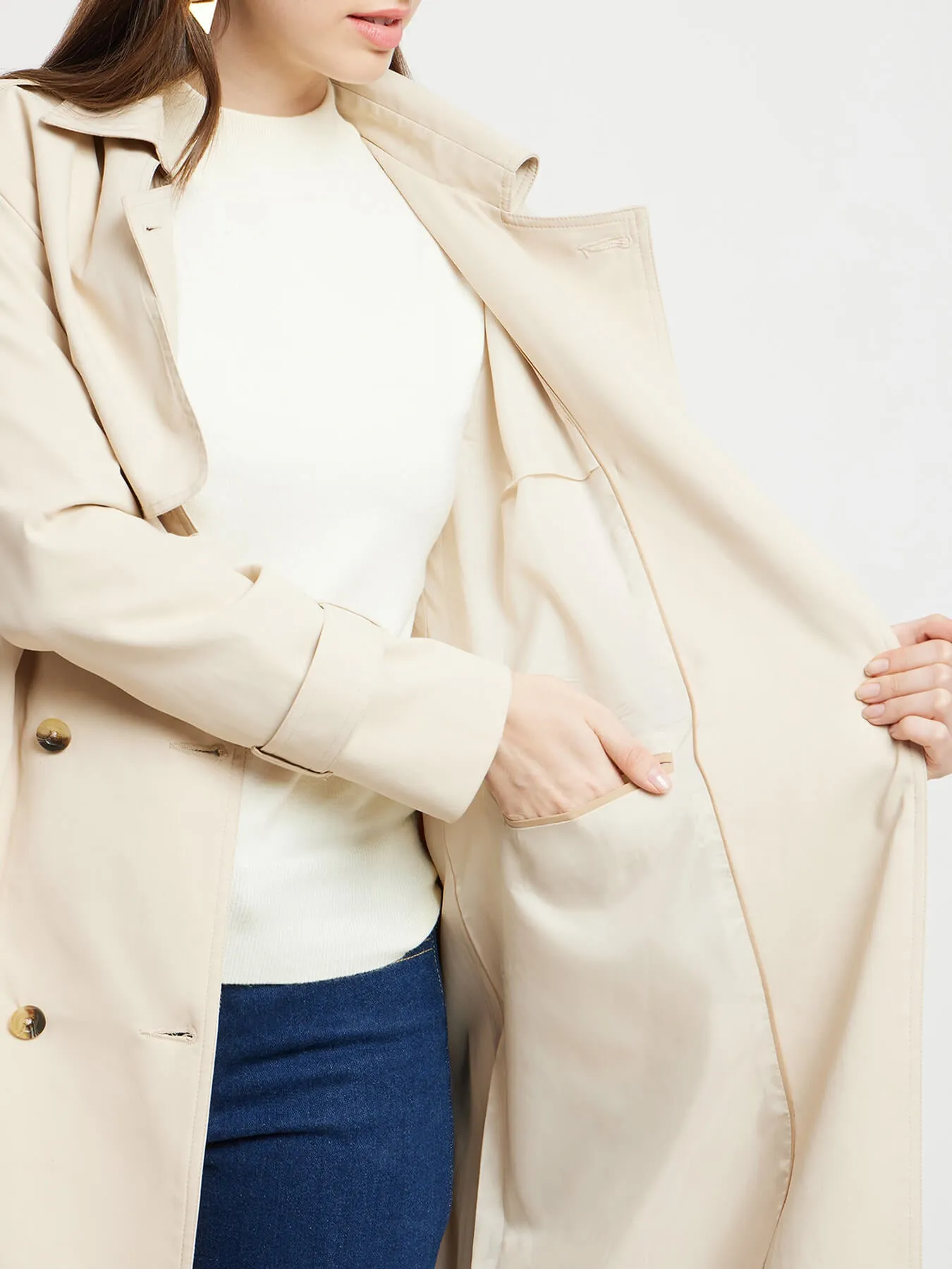 Double Breasted Trench - Beige