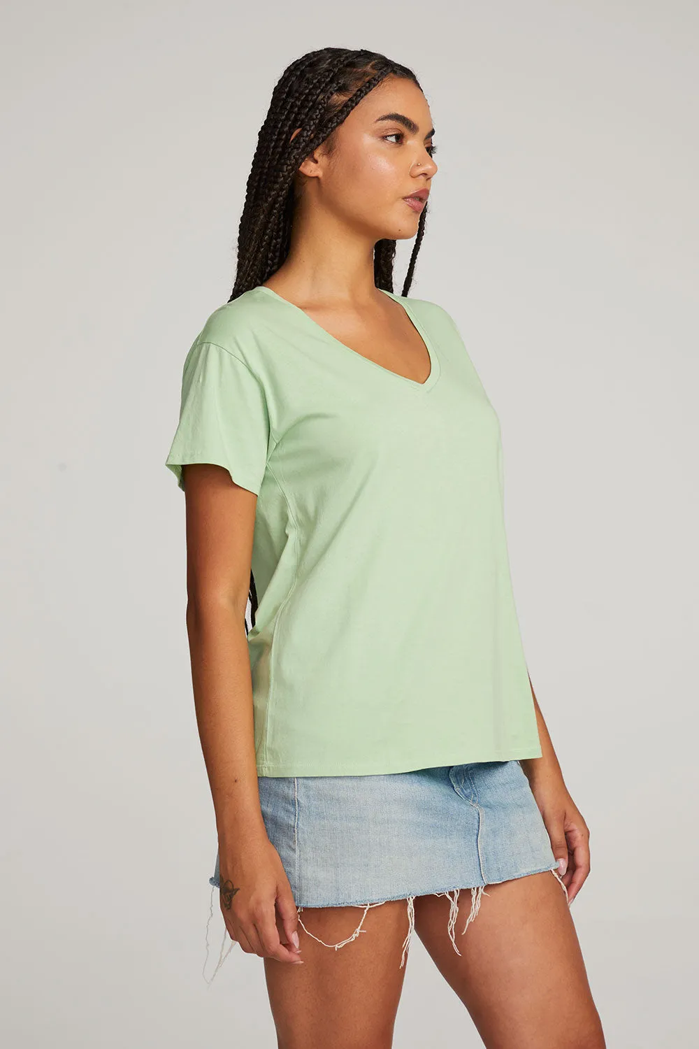 Everyday Essential Quiet Green V-neck Tee