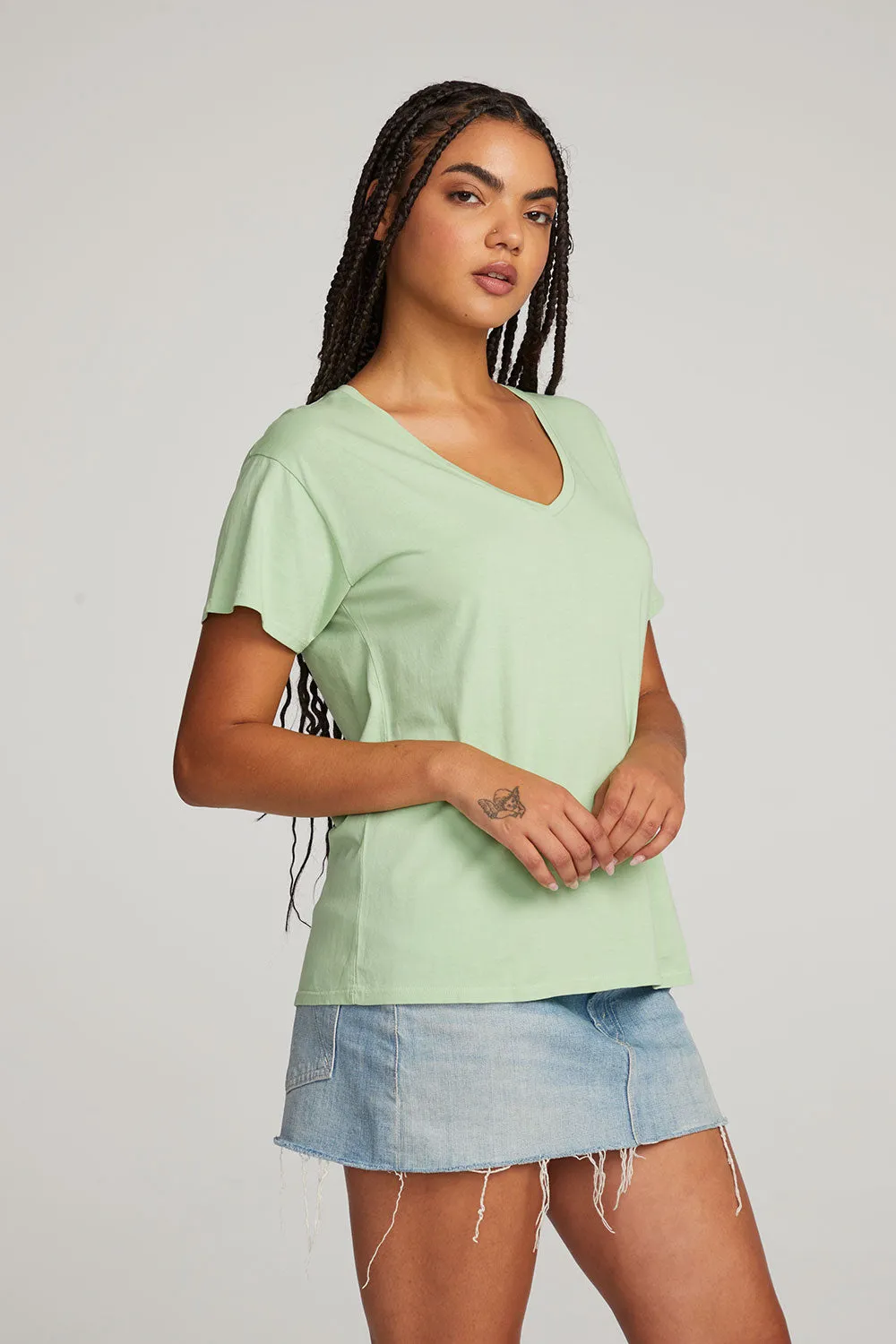 Everyday Essential Quiet Green V-neck Tee