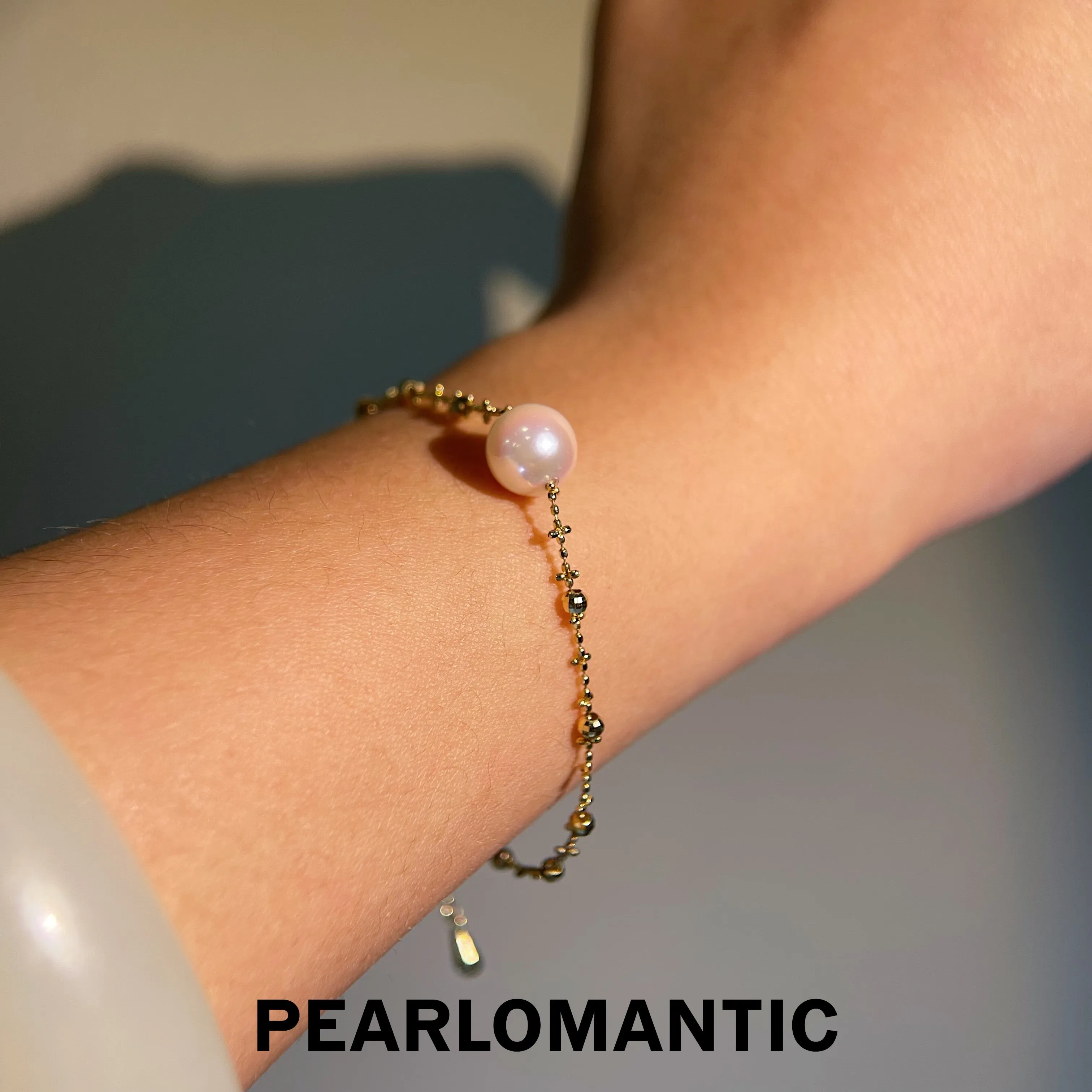 [Fine Jewlery] Akoya Pearl 8-8.5mm Top Level Luster Adjustable Bracelet w/ 18k Gold