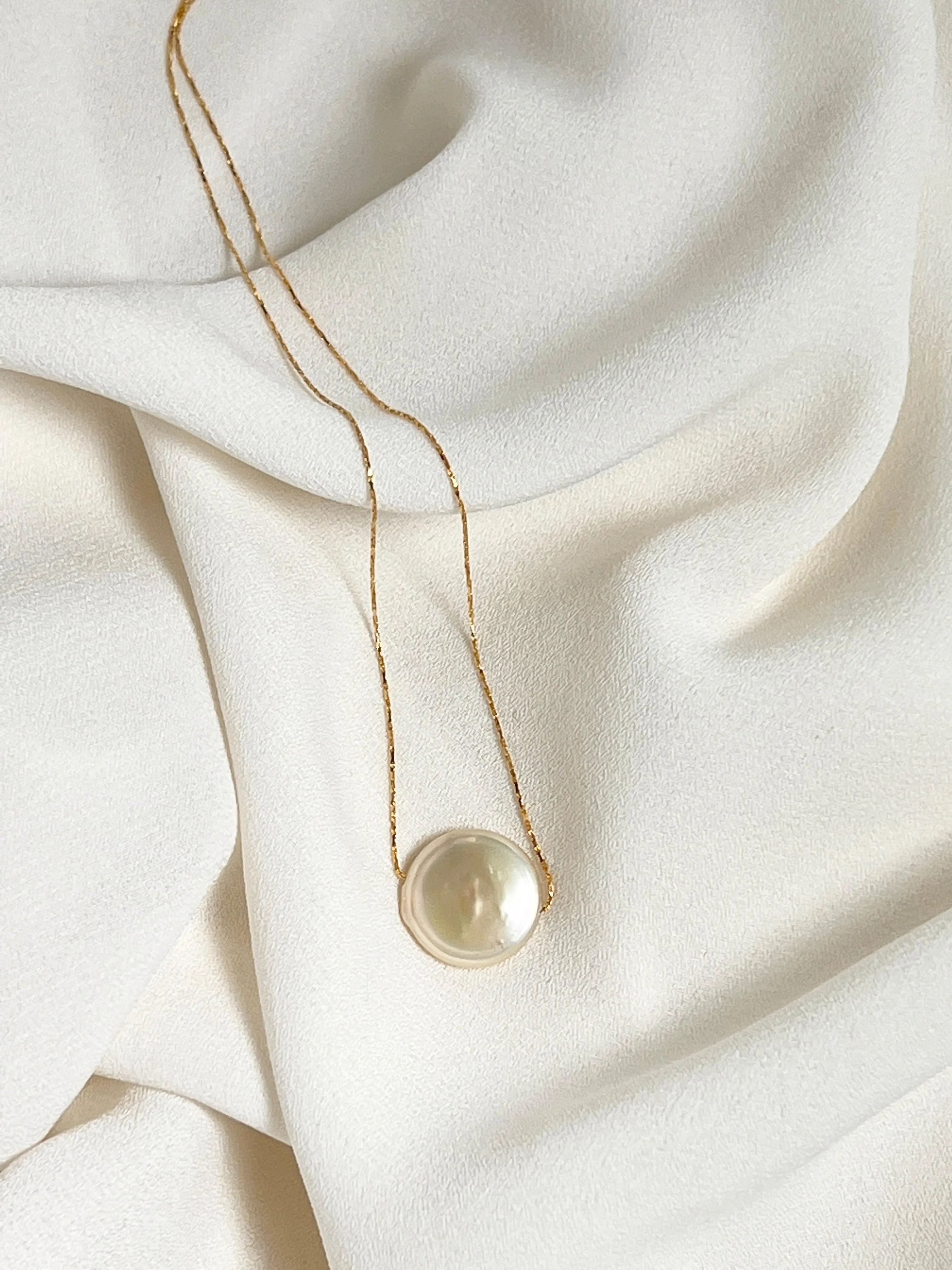 Freshwater Baroque Coin Pearl Gold Necklace