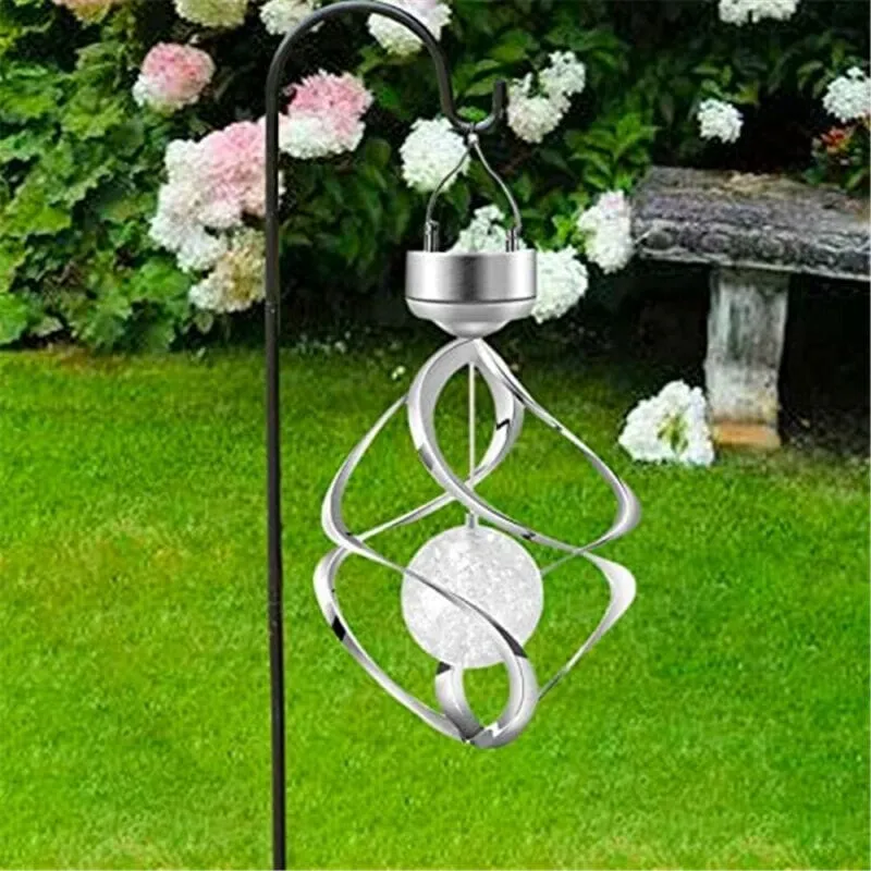 GoodVybe™ Solar Color-Changing Spiral Spinner Lamp: LED Garden Wind Chime