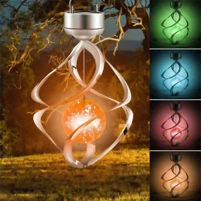 GoodVybe™ Solar Color-Changing Spiral Spinner Lamp: LED Garden Wind Chime