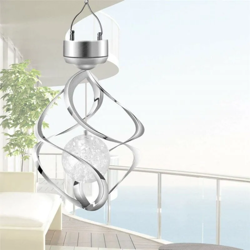 GoodVybe™ Solar Color-Changing Spiral Spinner Lamp: LED Garden Wind Chime