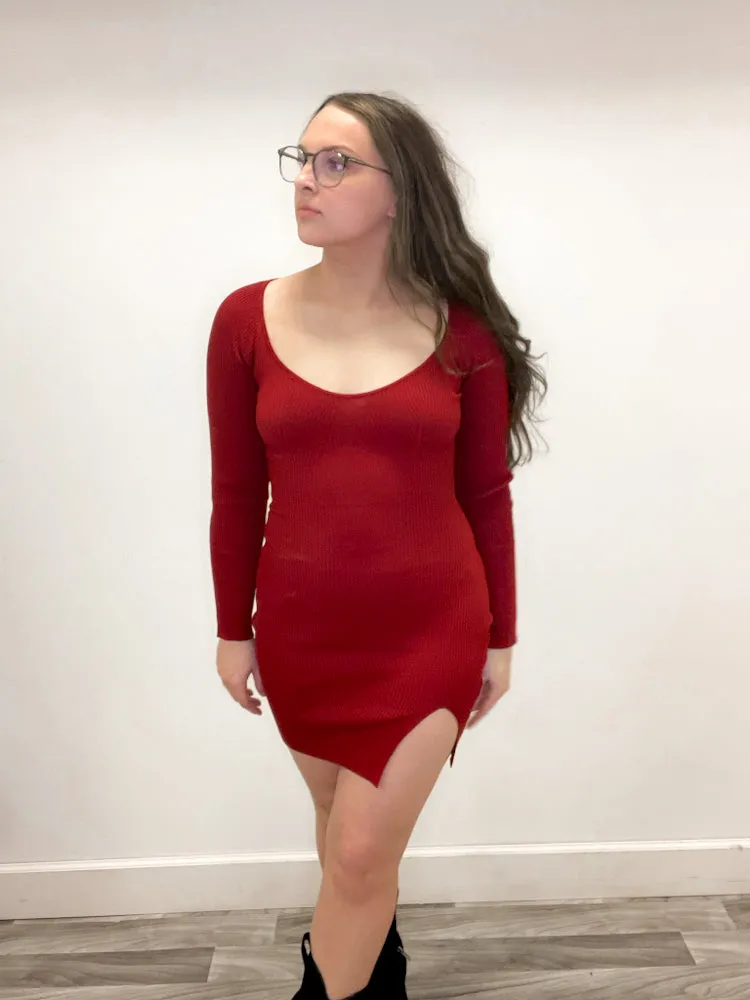 Heart Breaker Mini Dress in Burgundy