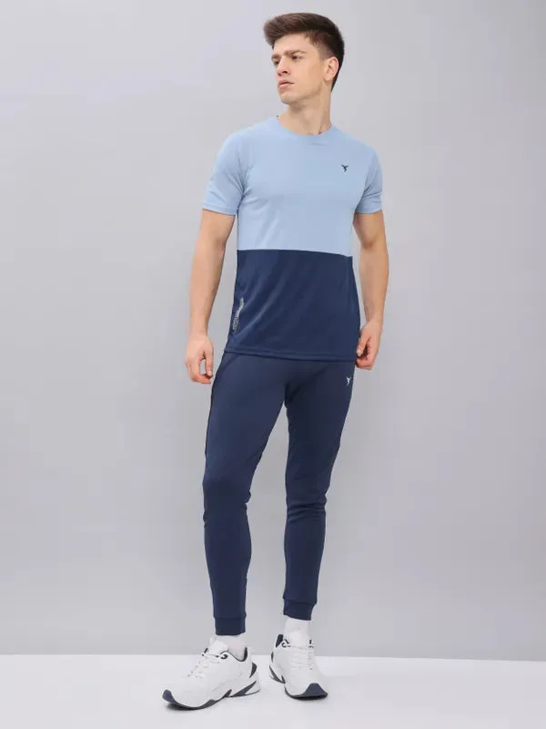 Men Colorblock Slim Fit Crew Neck T-shirt with DOUBLE COOL