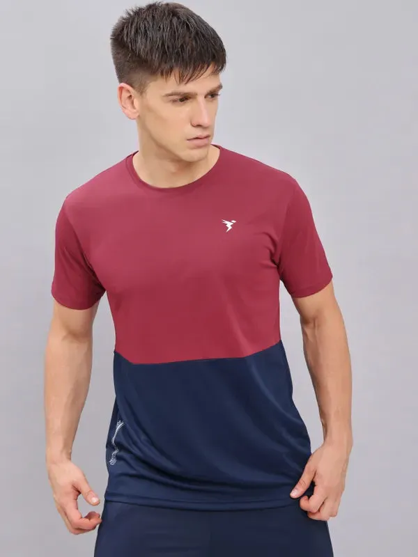 Men Colorblock Slim Fit Crew Neck T-shirt with DOUBLE COOL