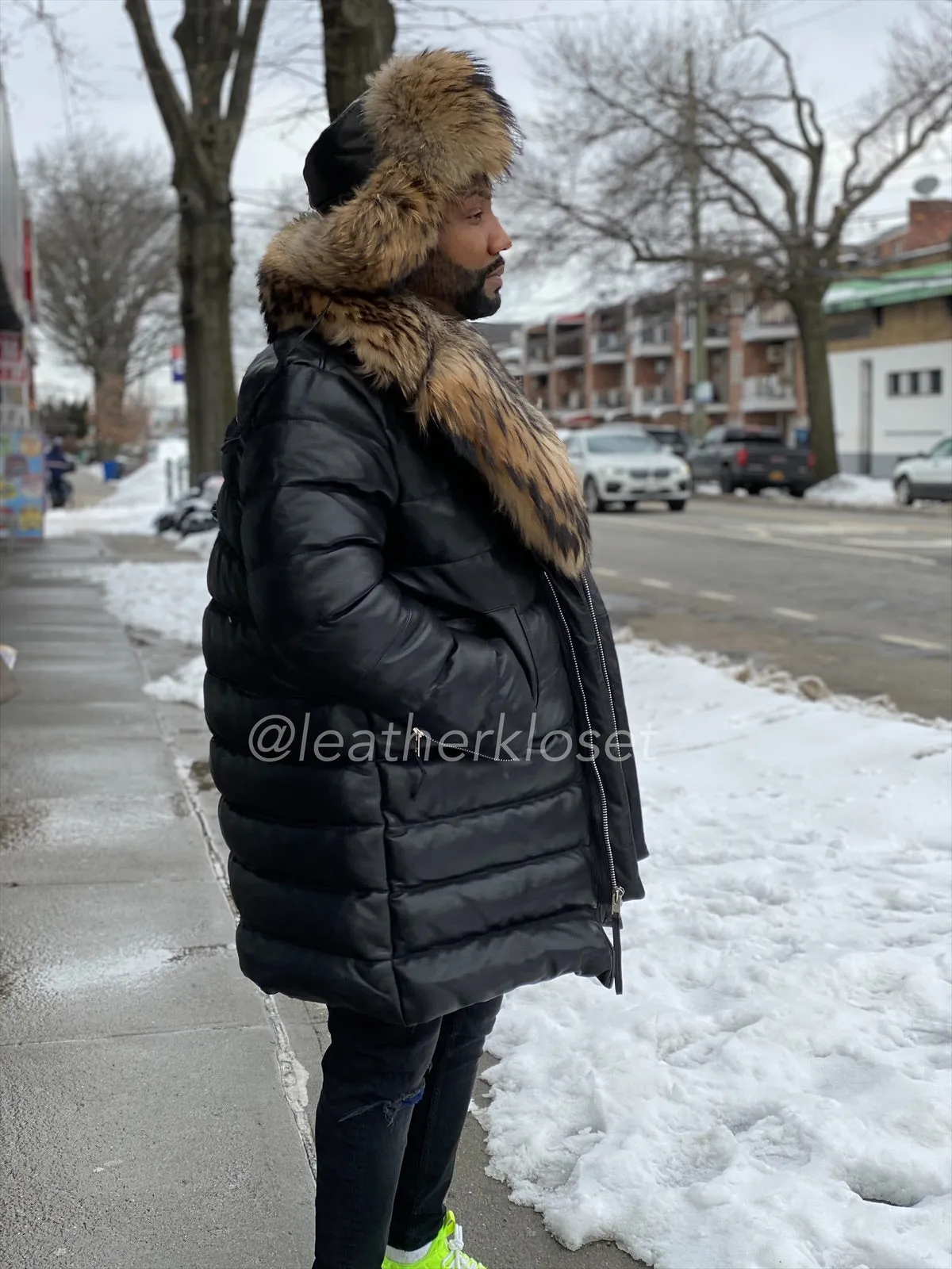 Men's Michelin 3/4 Puffer With Fur And Matching Hat