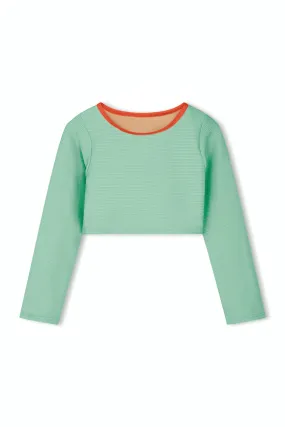 Mini Rib Crop Rashie - Turquoise