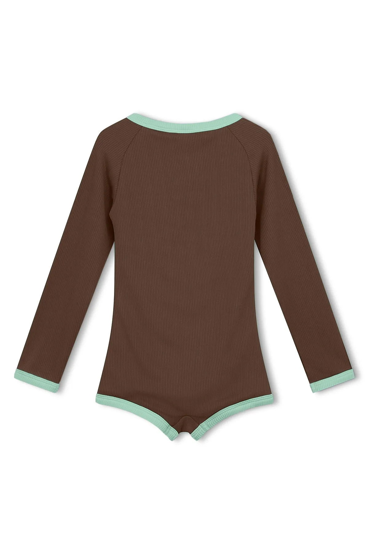 Mini Rib Rashie Onesie - Cacao