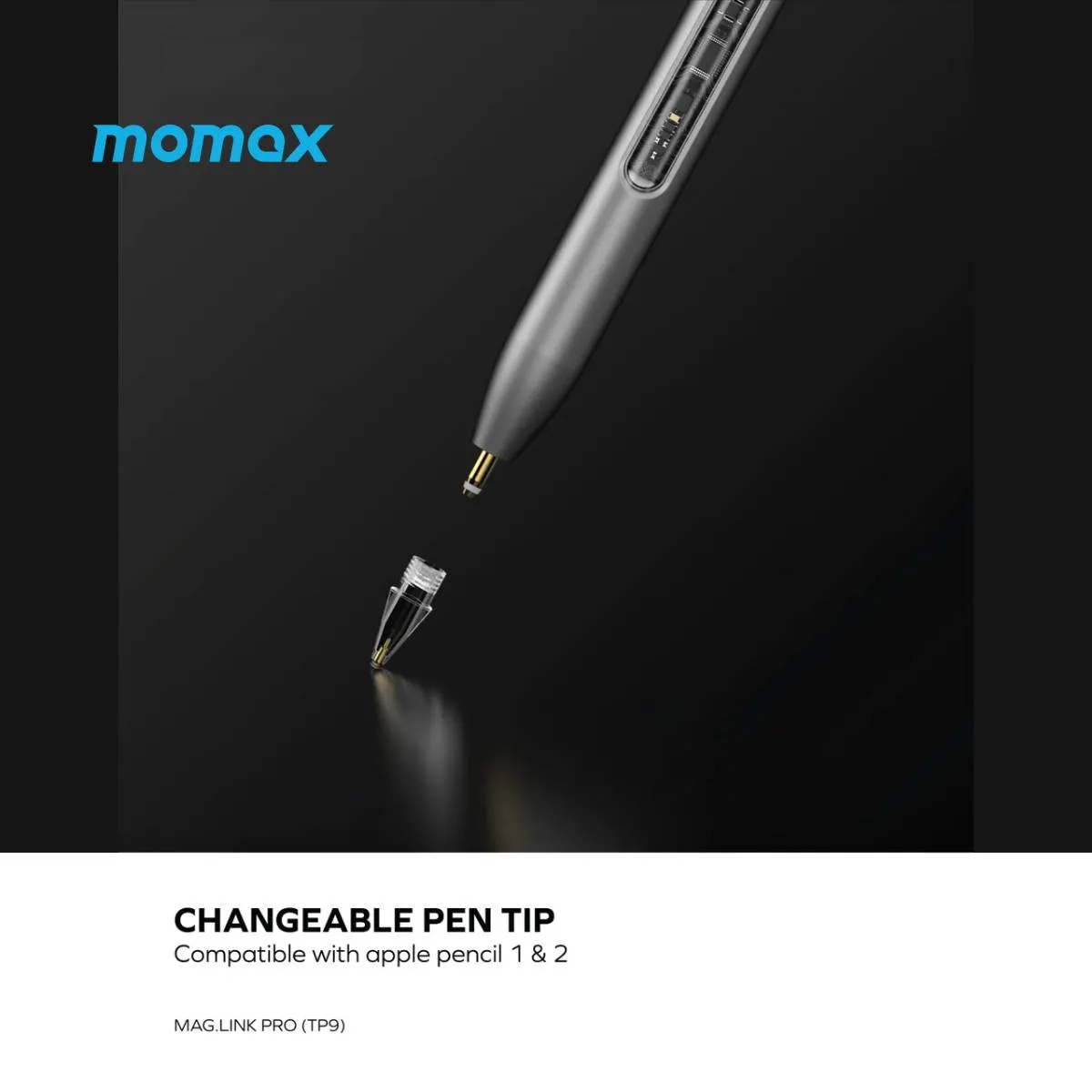 Momax Magnetic Charging Active Stylus Pen TP9S (Silver)