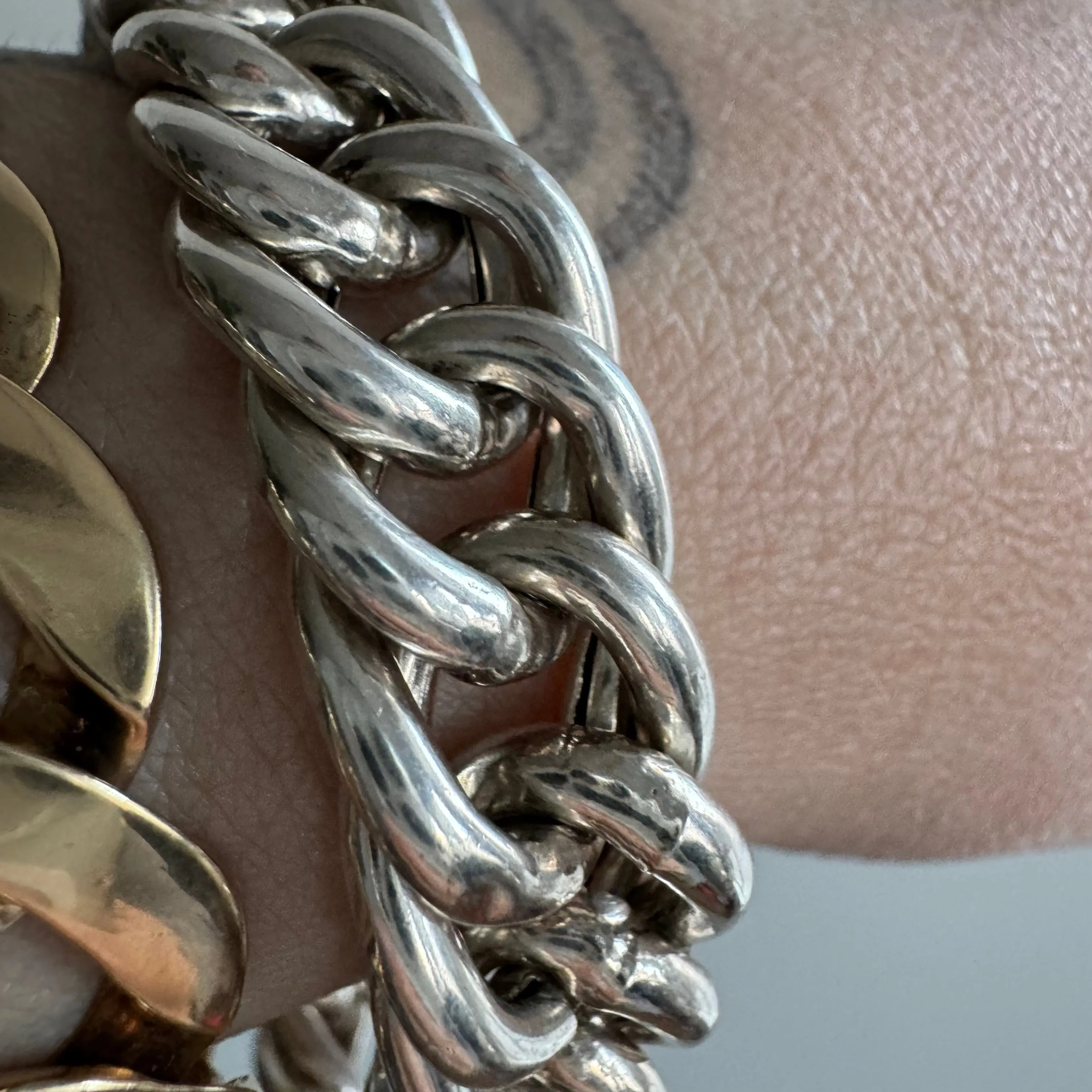 P R E - L O V E D // chunkiest curb / sterling silver wide curb chain bracelet / 7.5, 27g