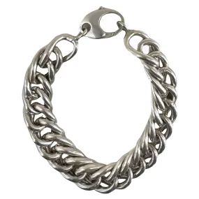 P R E - L O V E D // chunkiest curb / sterling silver wide curb chain bracelet / 7.5, 27g