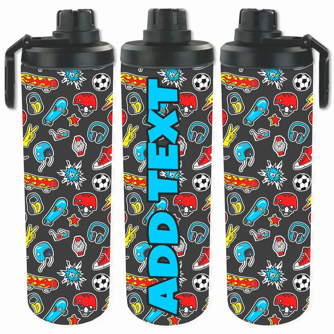 Personalized Backpacks, Lunch Bags, Duffel Bags, or Water Bottles with Full-Color - Skater Stickers