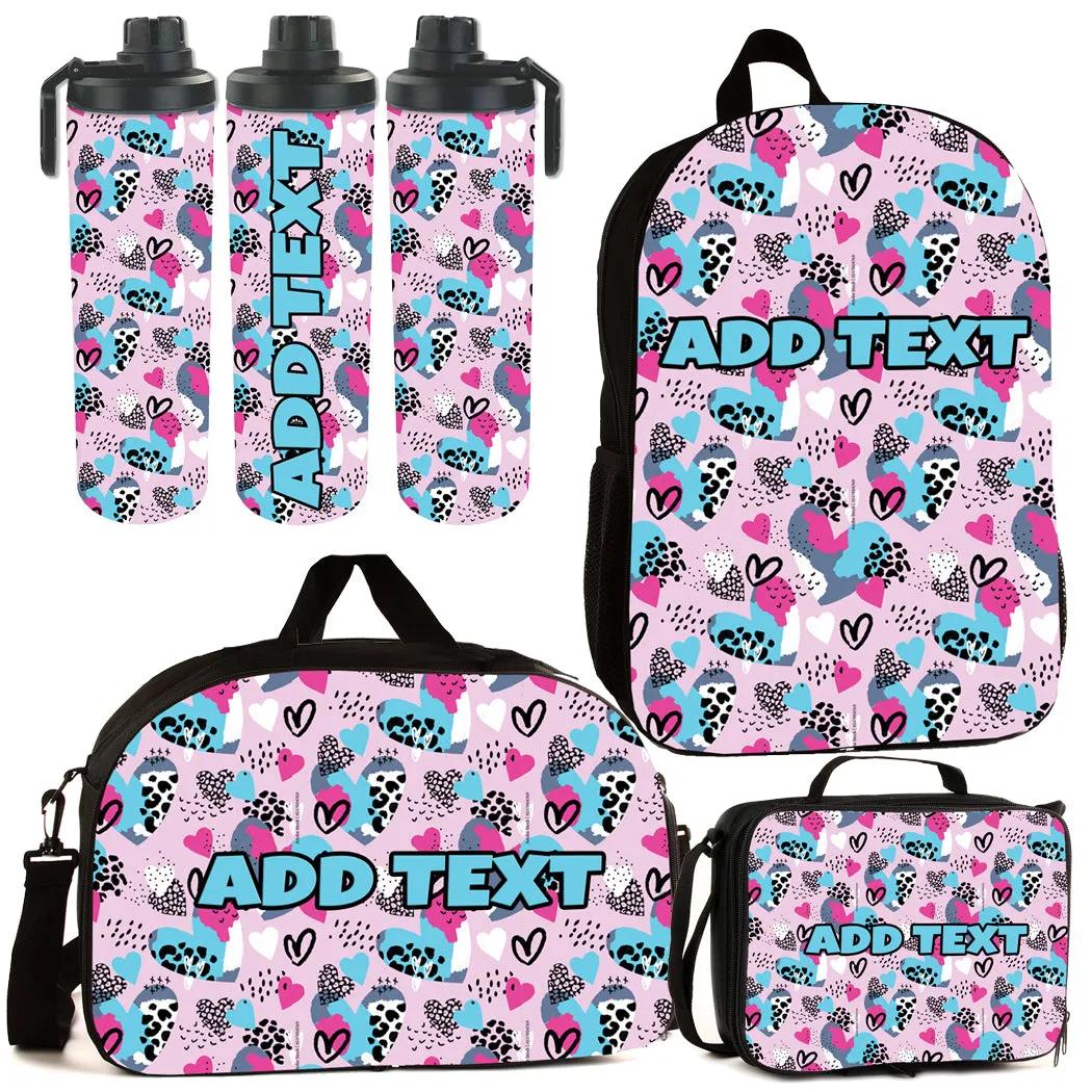 Personalized Backpacks, Lunch Bags, Duffel Bags, or Water Bottles with Full-Color - Sweet Hearts