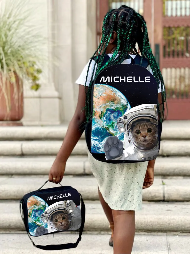 Personalized Full Color Backpacks / Lunch Bag / Duffel Bag - Space Cat