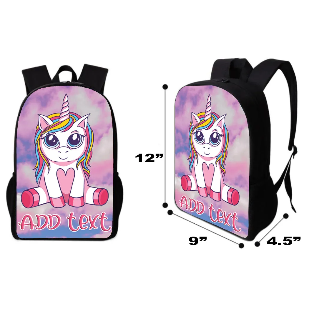 Personalized Full Color Backpacks / Lunch Bag / Duffel Bag - Unicorn Baby