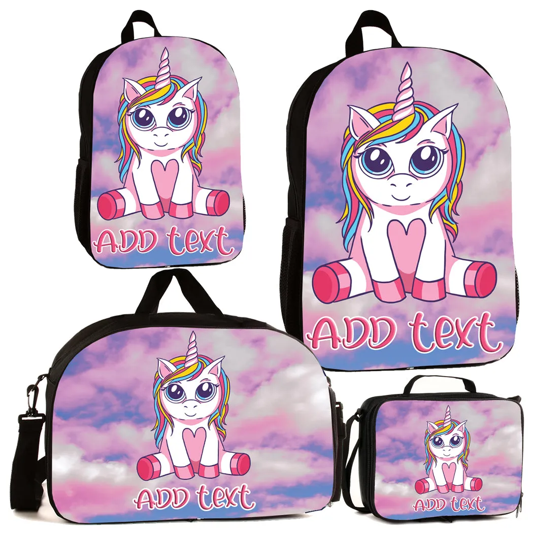 Personalized Full Color Backpacks / Lunch Bag / Duffel Bag - Unicorn Baby