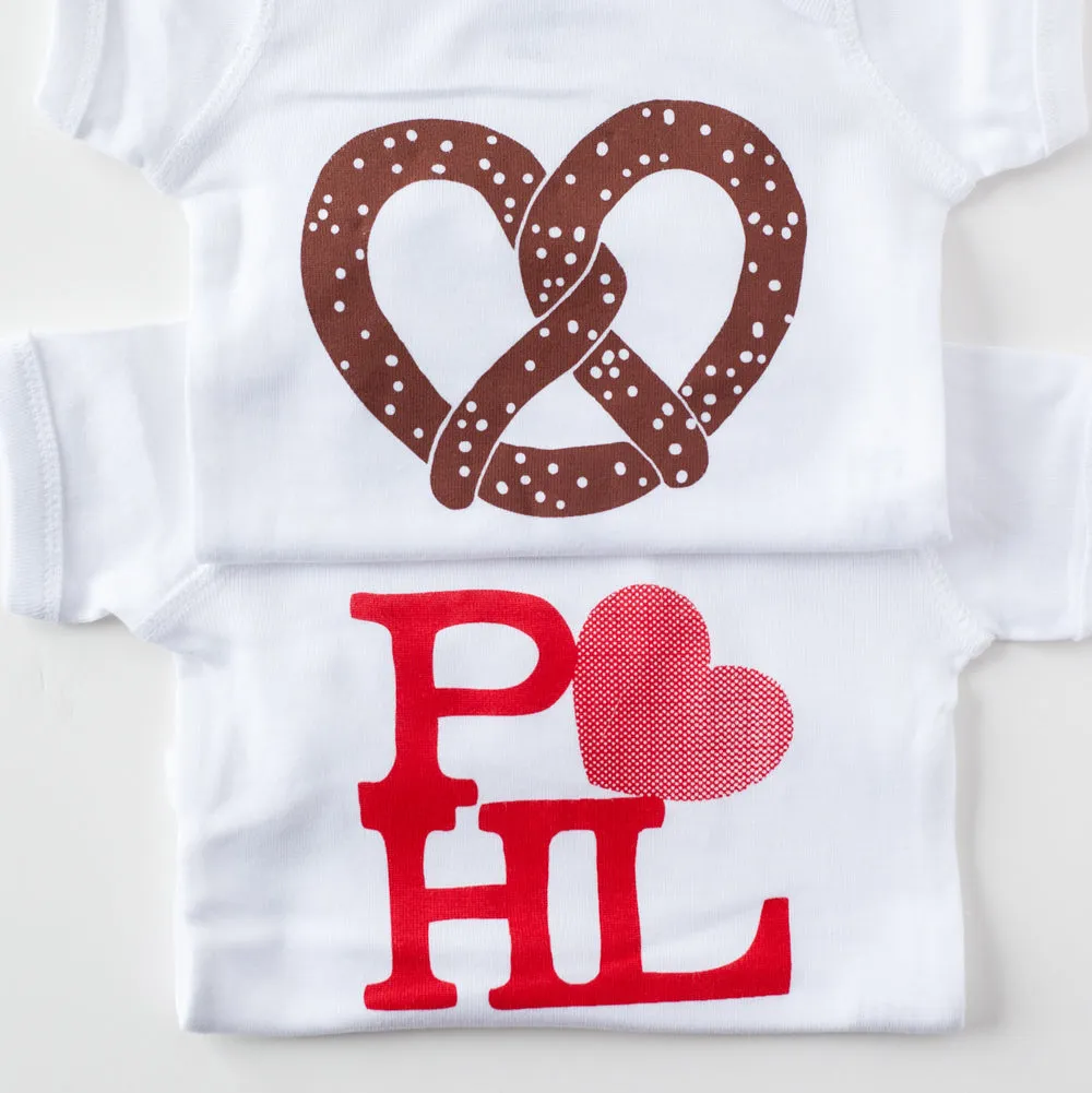 pretzel baby, one piece baby bodysuit, Philly baby, German baby