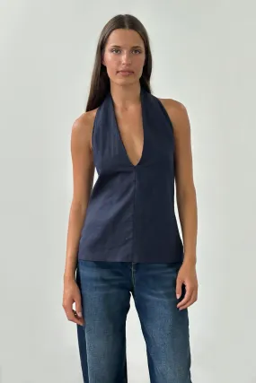 Sculpted Halter Top in Navy