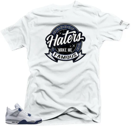 Shirt to Match Jordan 4 Retro White Midnight Navy - Haters