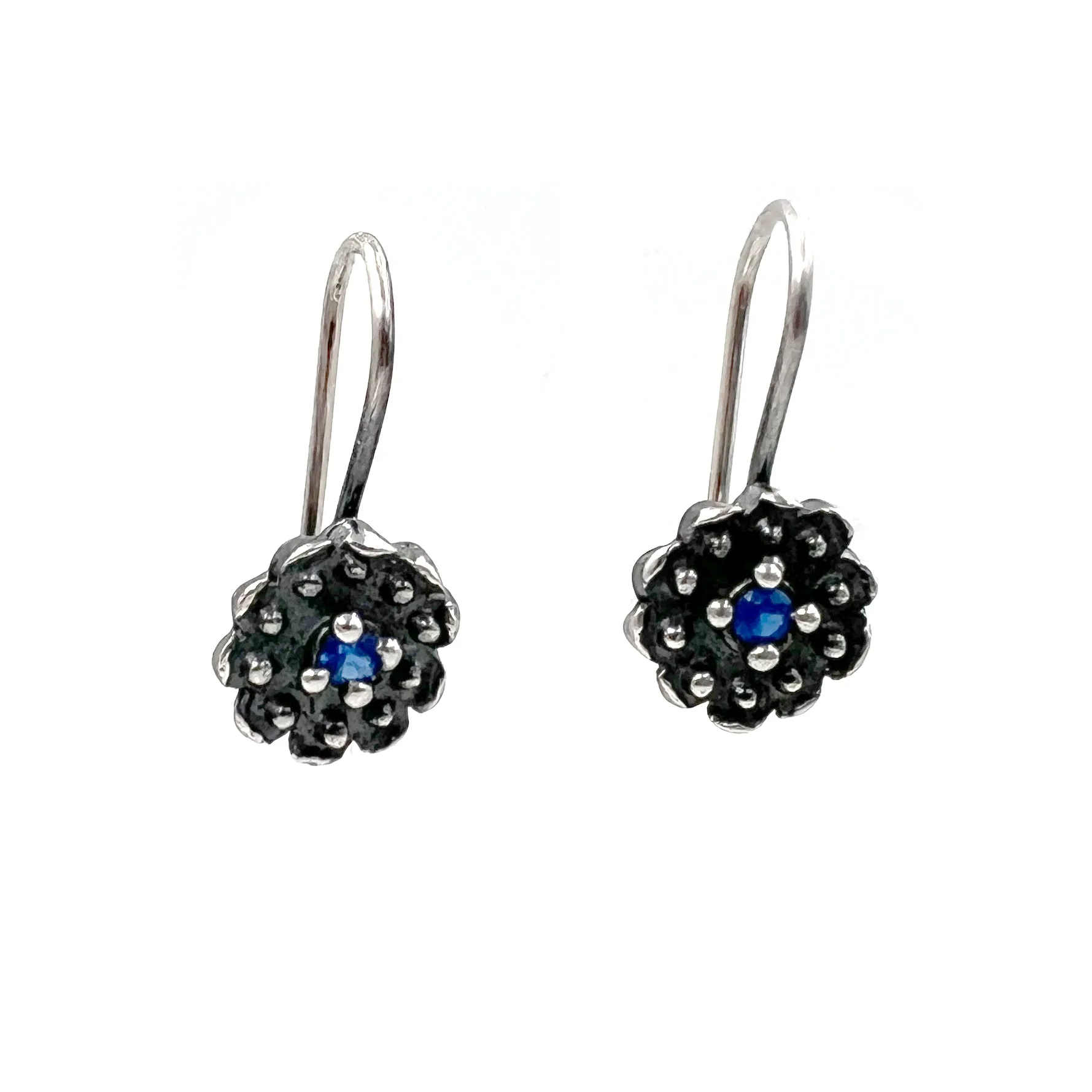 Single Disc Encrusted Earrings, Sapphire