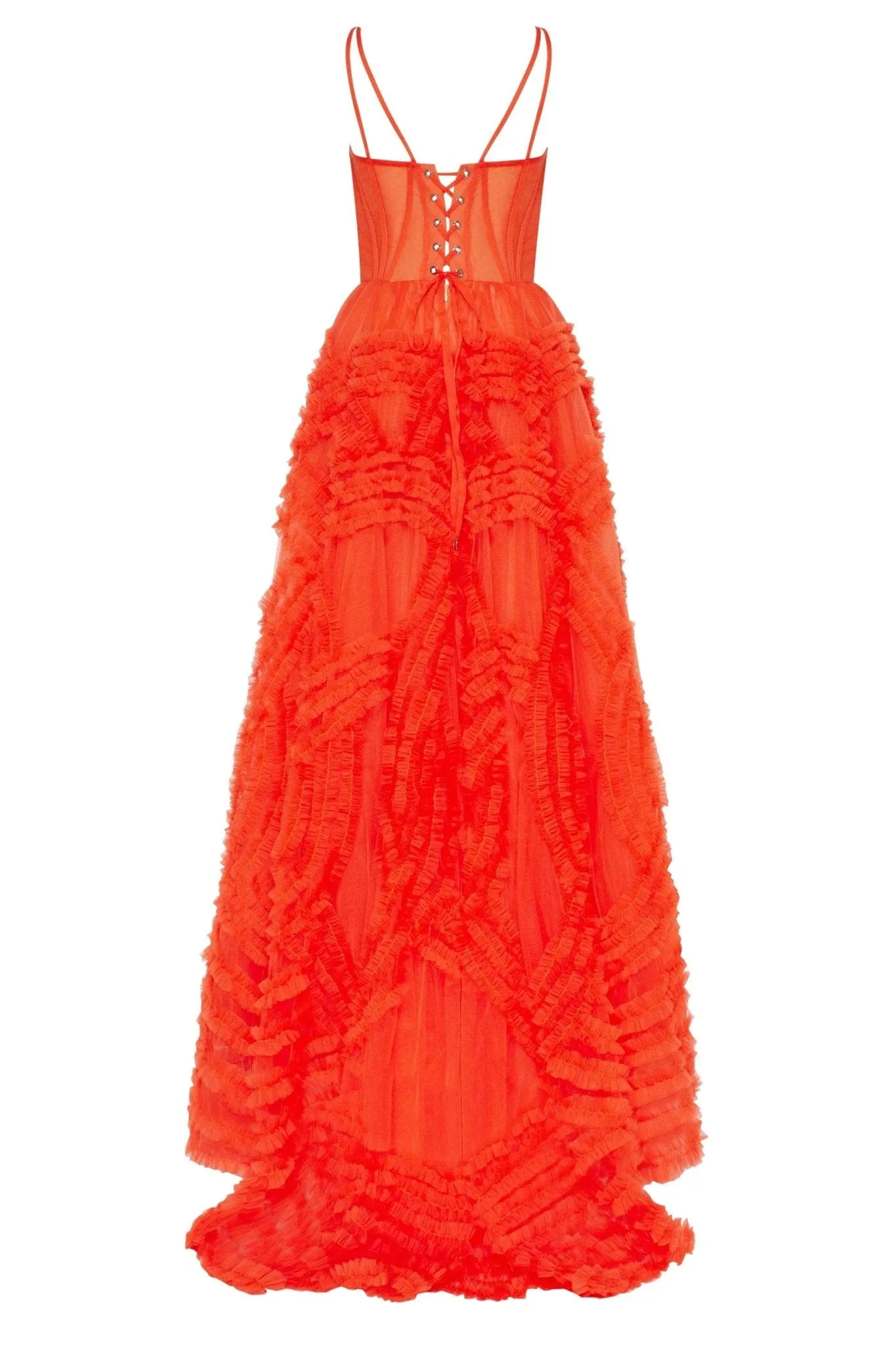 Tangerine Tulle Ornament Maxi Dress